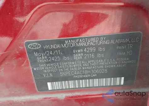 2011 Hyundai Sonata Limited from USA, damaged, VIN 5NPEC4AC1BH306028